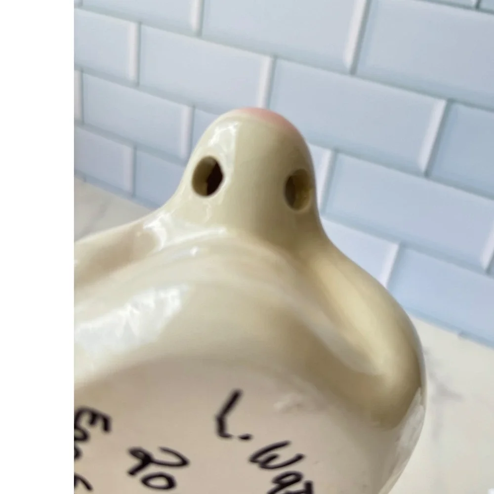 Studio‎ Pottery Egg Separator Grotesque Face Pink Nose Ceramic Boogyman